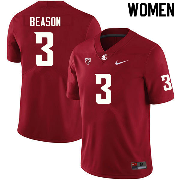 Women #3 Zeriah Beason Washington State Cougars College Football Jerseys Sale-Crimson